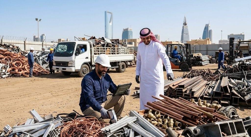 فريق عمل محترف يقوم بمعاينة وتحميل سكراب الحديد بأمان ومصداقية ضمن خدمات شراء سكراب حديد الدمام لضمان تقديم أفضل الأسعار وخدمة موثوقة للعملاء.